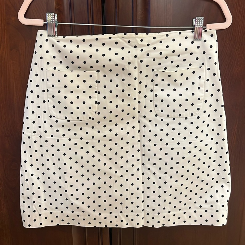 Polka Dot Stretch Skirt | White with Black Size 8